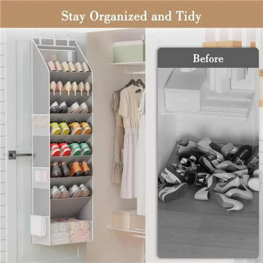 Over Door Shoe Organizer Hanging Closet Storage 16 Pairs Sneakers Sandals Boots